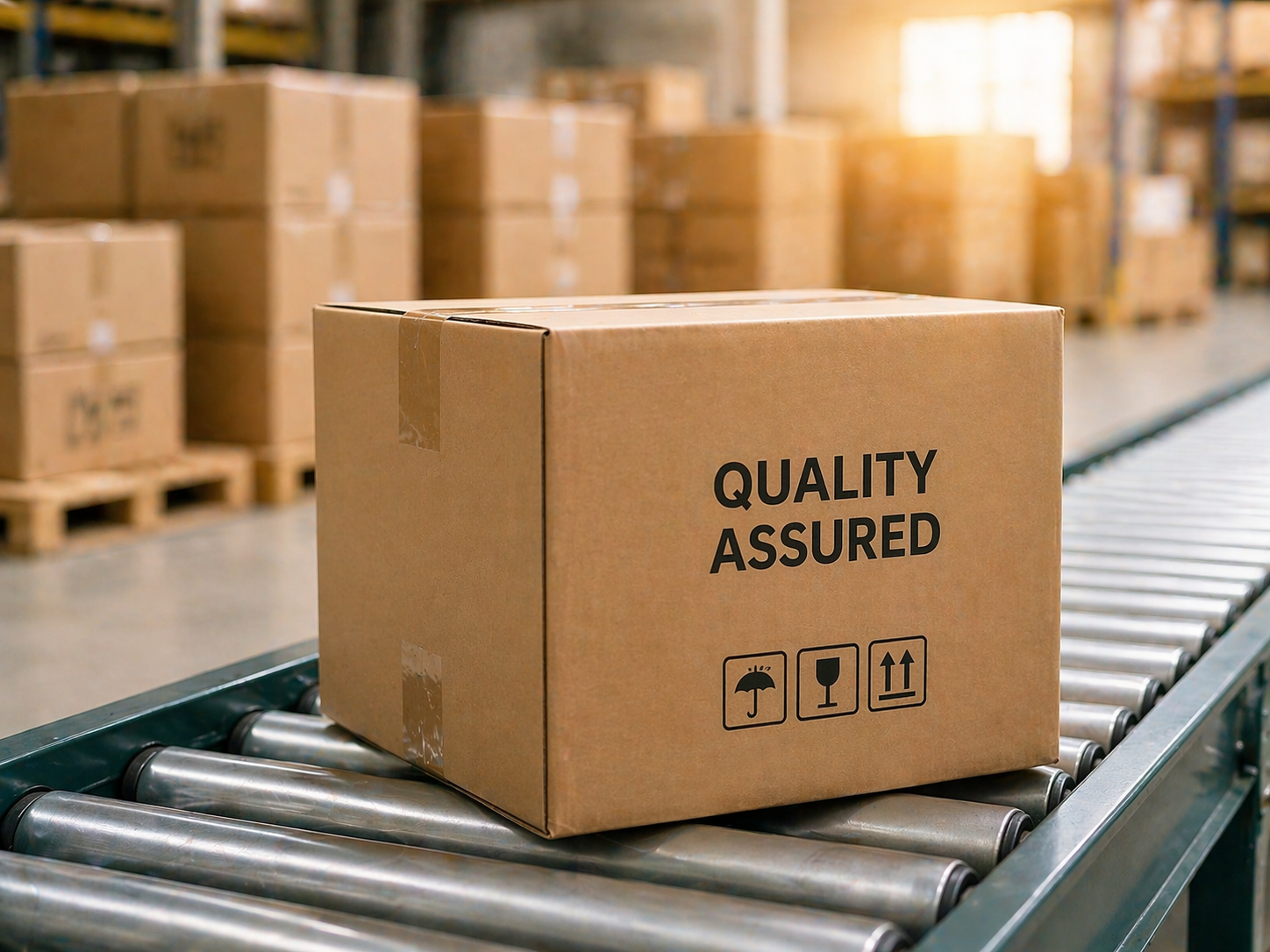 Finished tin packaging ready for export shipment