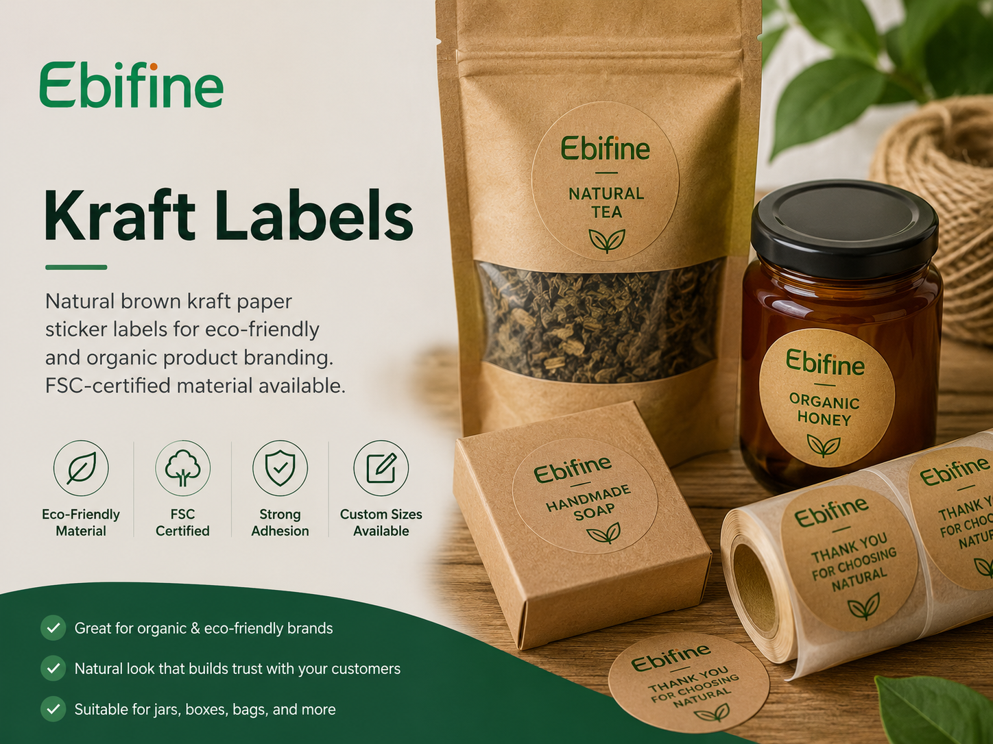 Kraft paper labels natural packaging