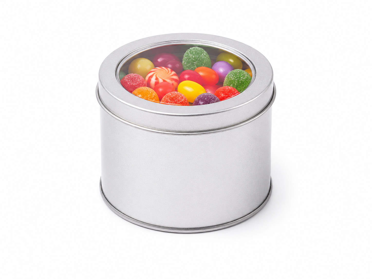 Candy window tin boxes with clear lid