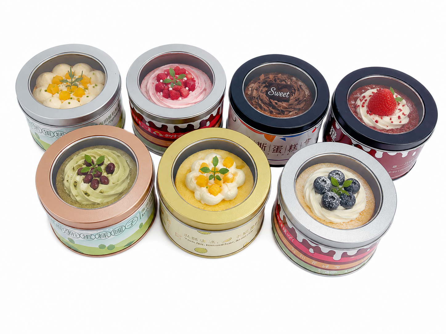 Food window tin boxes with clear window