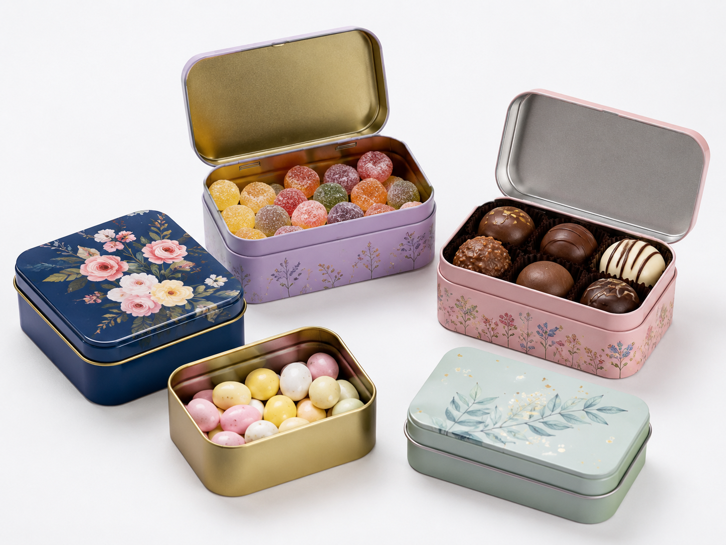 Hinged candy tin boxes