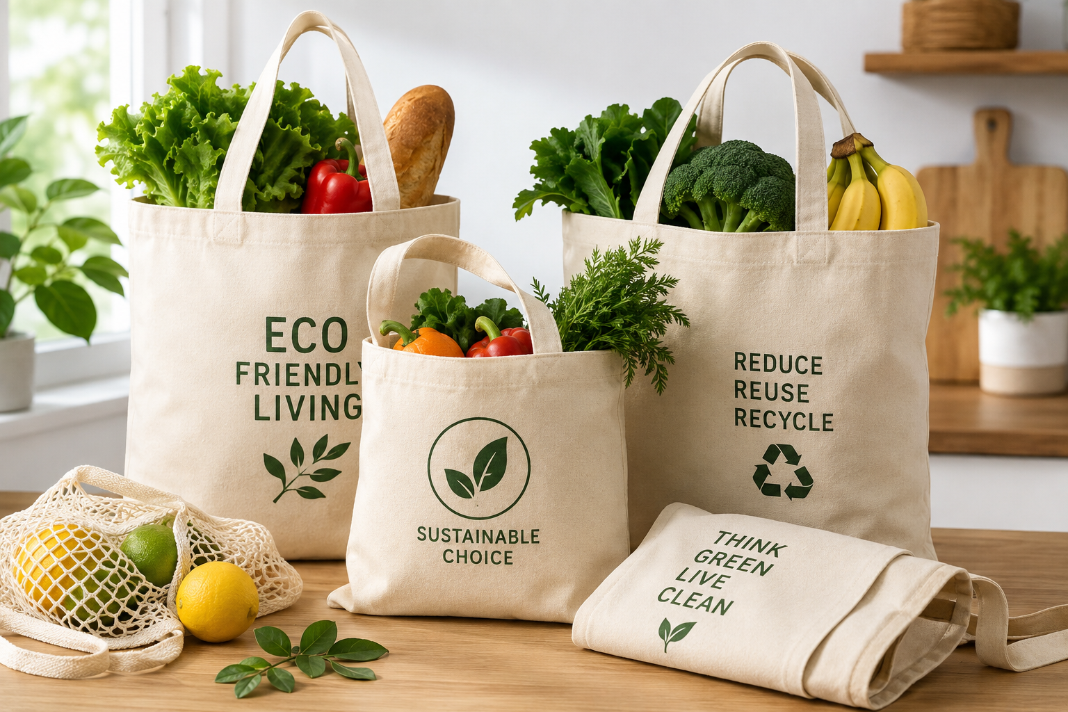 Introduction Reusable Canvas Grocery Bags