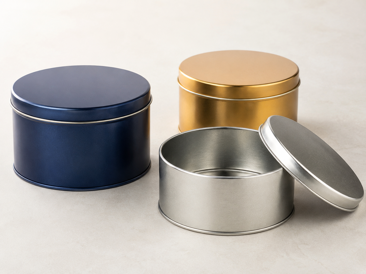 Classic Round Metal Tin Box with Lid
