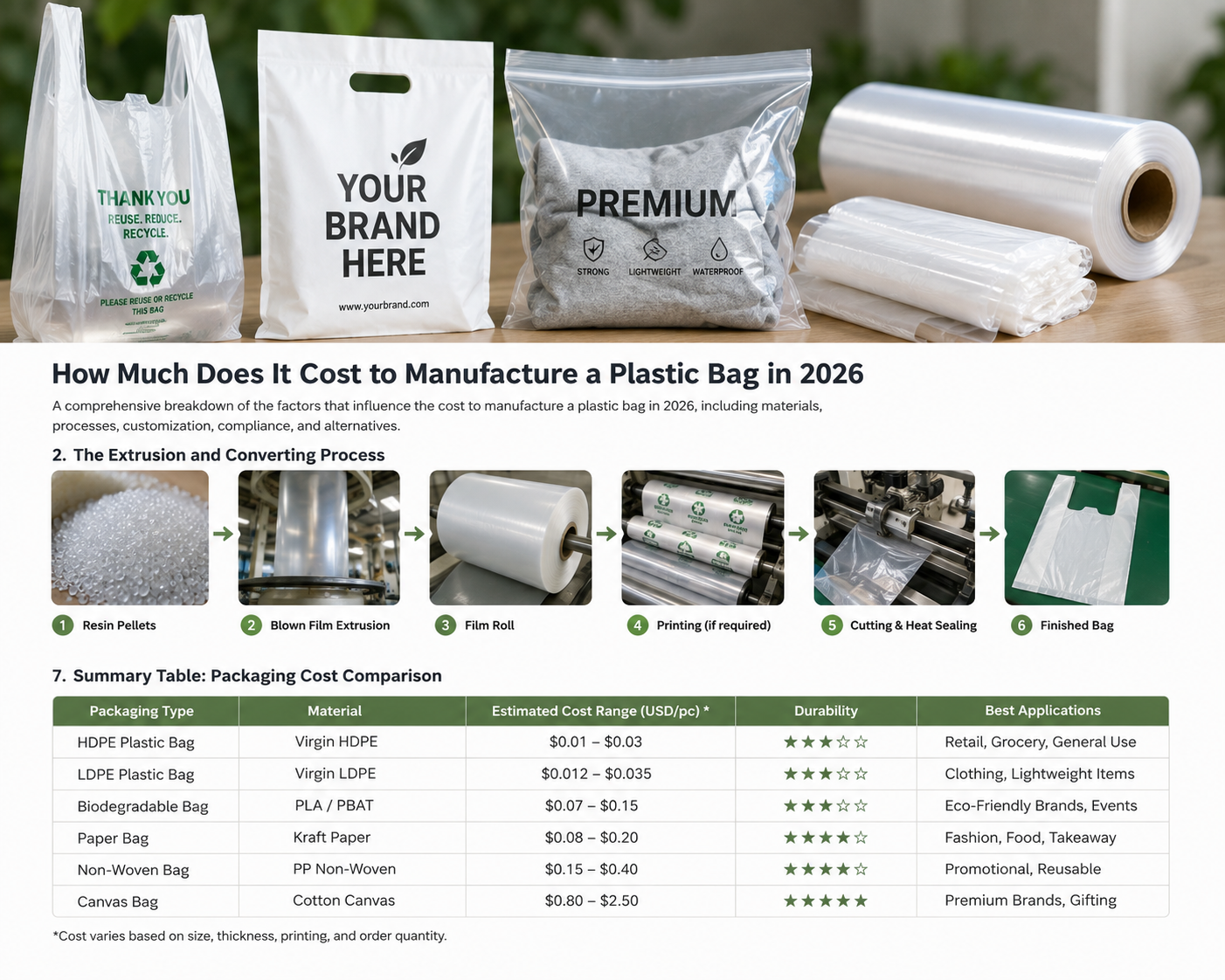 How Much Does It Cost to Manufacture a Plastic Bag in 2026
