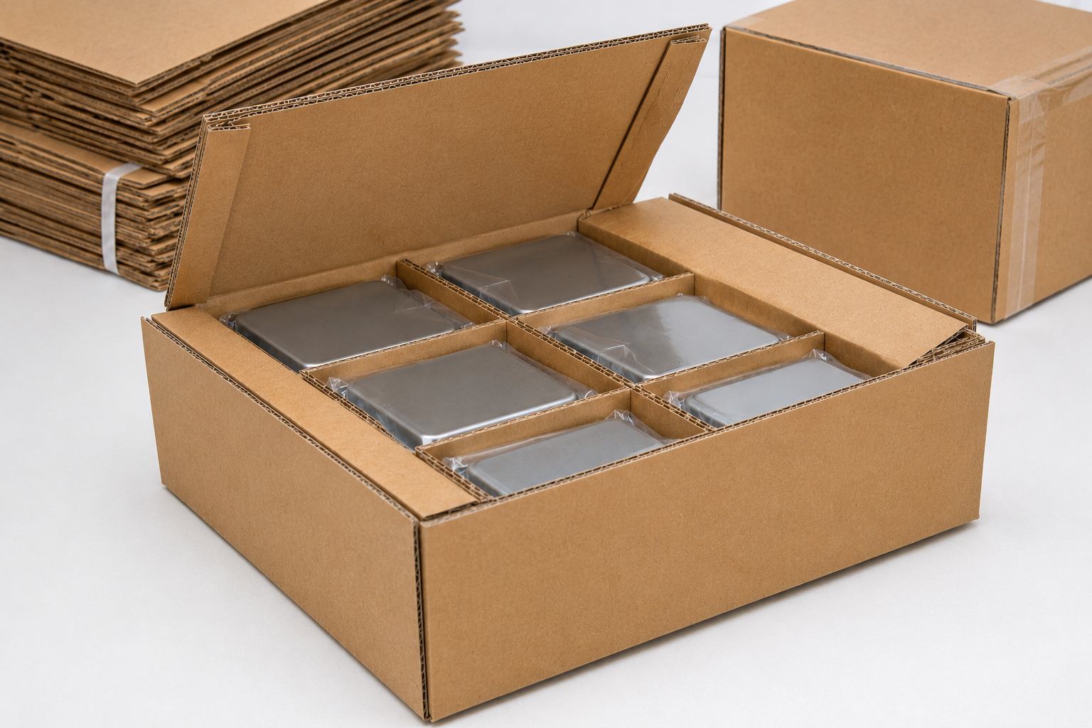 Close-up of a durable, double-walled corrugated cardboard box