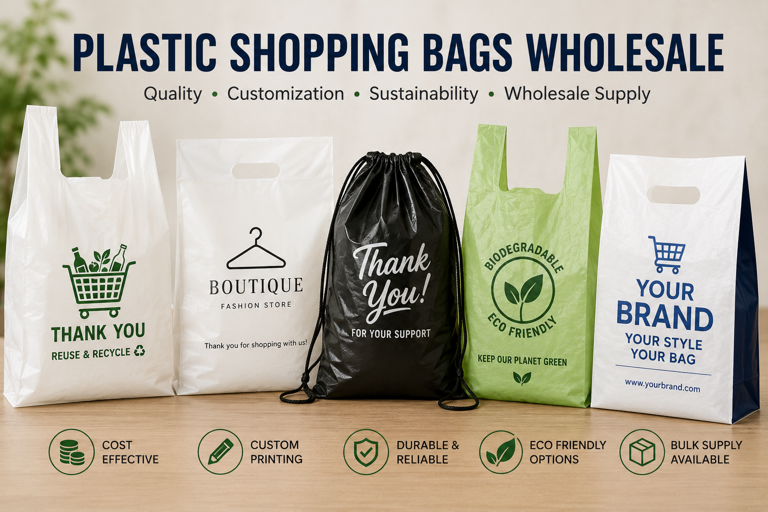  Plastic Shopping Bags Wholesale