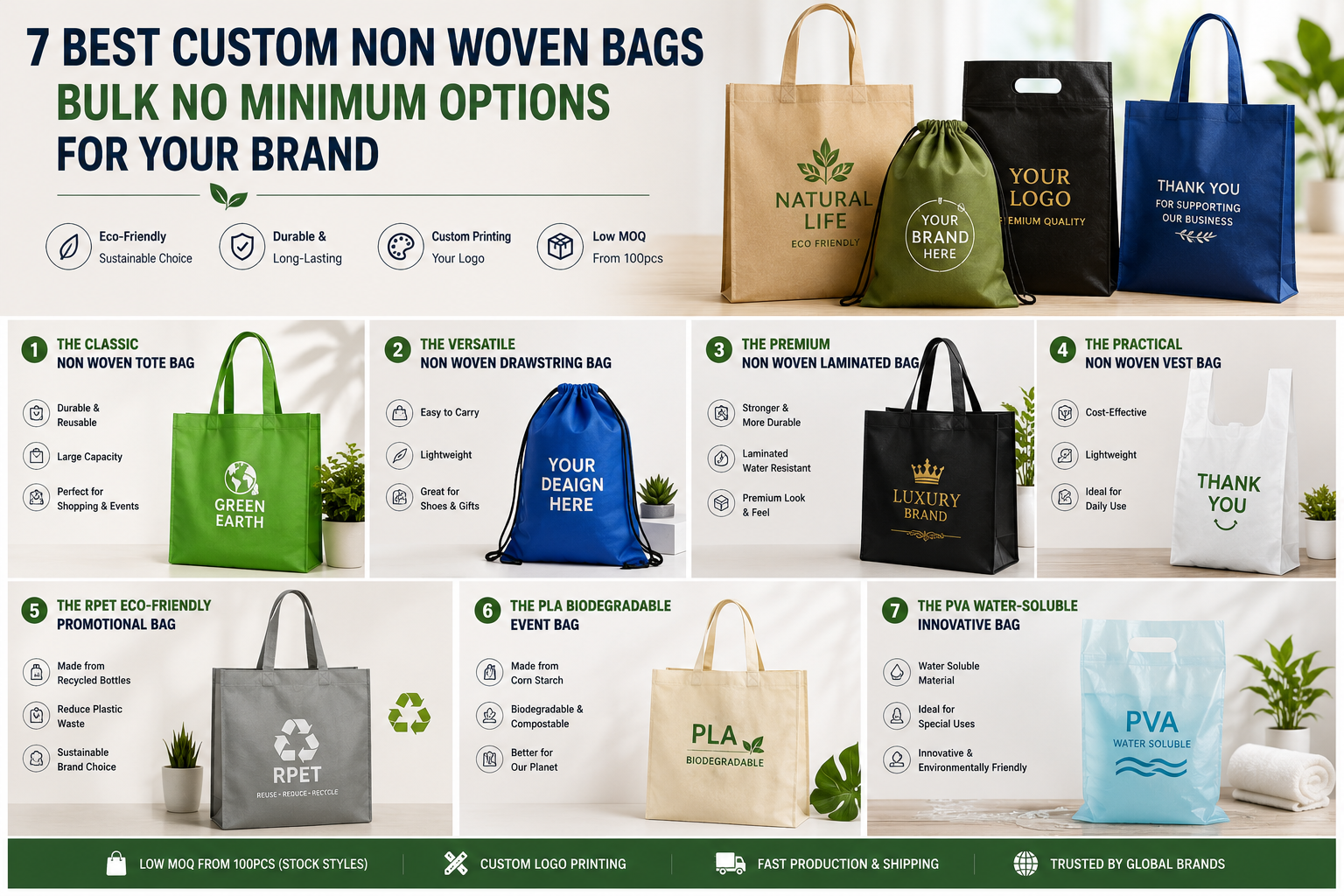 7 Best Custom Non Woven Bags Bulk No Minimum Options for Your Brand